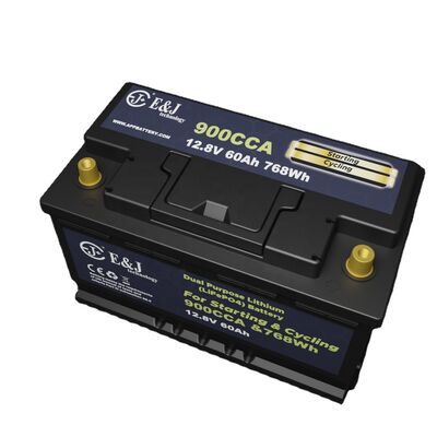 Kalite Starting Lithium 12V 60Ah Lifepo4 Starter Battery 900 Cca High Cranking DIN H6 fabrika
