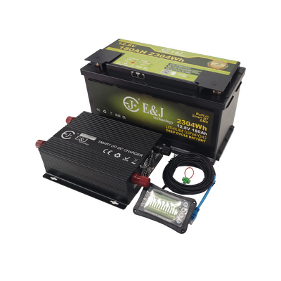 Good price Smart 12V 180Ah LiFePO4 Battery Pack With 60A DC DC MPPT Charger LCD Battery Monitor online
