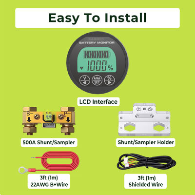 Качество Smart Battery Monitor Indicator With Quick Connect Shunt 50A 75A 500A App Monitoring фабрика