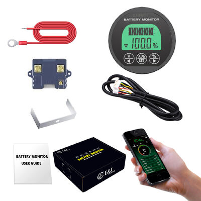 Good price Real Time DC Shunt Battery Monitor Waterproof 75A SOC Meter With Bluetooth Connectivity APP SOC Track online