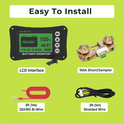 Good price EJ BC16 Smart Shunt Battery Coulometer 150A For Forklift Golf Cart Solar System online
