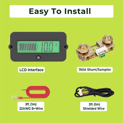 Good price 12V-80V LCD Battery Monitor 150A Shunt For AGM Lead Acid Lithium Batteries online
