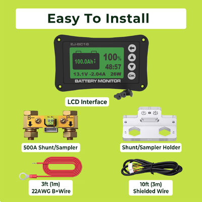 Good price 500A Smart Shunt Battery Pack Monitor With Current Measurement TTL Communication 3M Cable online
