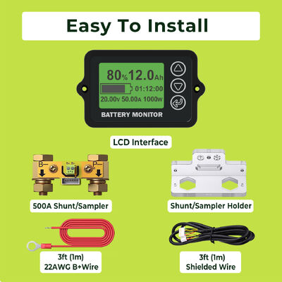 Good price Current Shunt Battery Monitor 75A 150A 500A For Lithium AGM GEL Battery Banks online